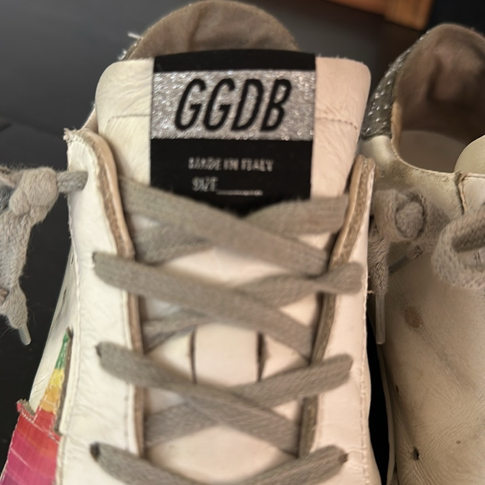 Golden Goose Womens Private Edition Superstar Silver Glitter Sneakers SZ 40 - Picture 4 of 10
